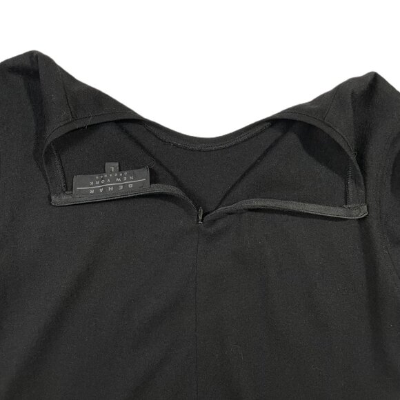 Behar New York Wool Sweater Dress Black A Line Mini Long Sleeves Size L - Picture 9 of 15